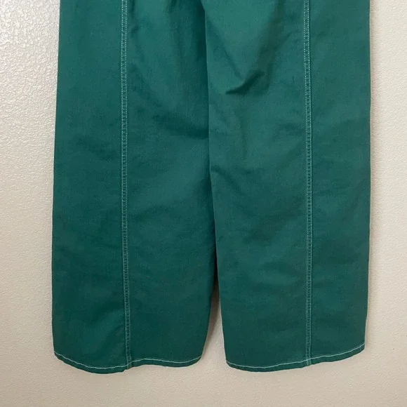 Anthropologie Maeve Pants Womens 27 Green Delaney Wide Leg Stitched High Rise - Picture 7 of 12